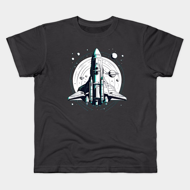 Space ship explorer galaxy adventurer design Kids T-Shirt by Edgi